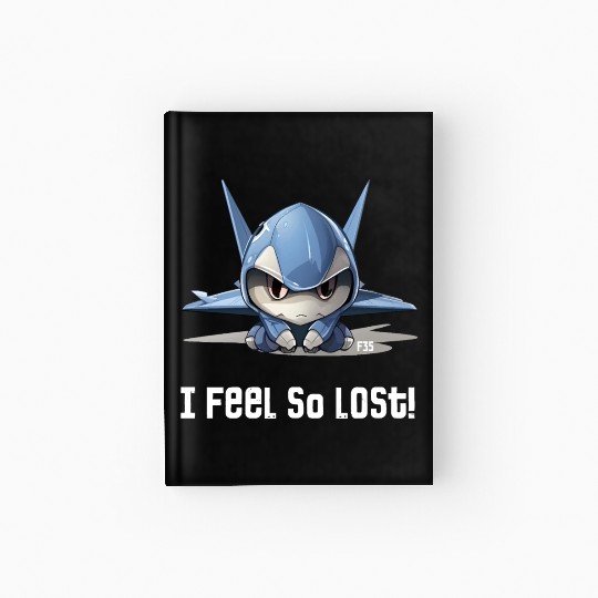 Little Lost Cute F35 Fighter Plane Illustration Hardcover Journal