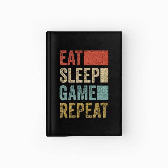 Vintage Retro Gamer Accessory Eat Sleep Game Hardcover Journal