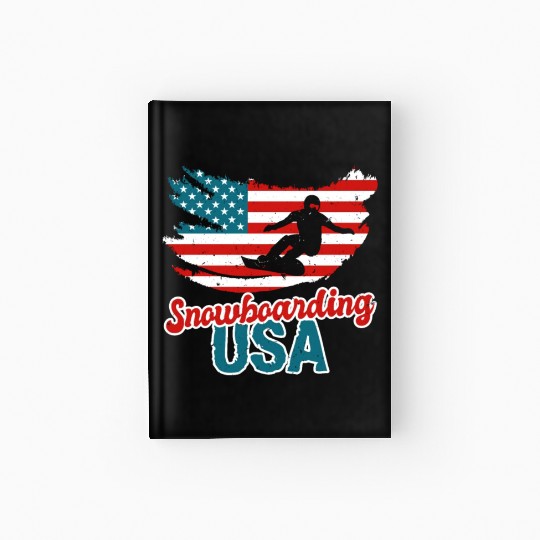 Snowboarding USA America Flag Snowboard Hardcover Journal