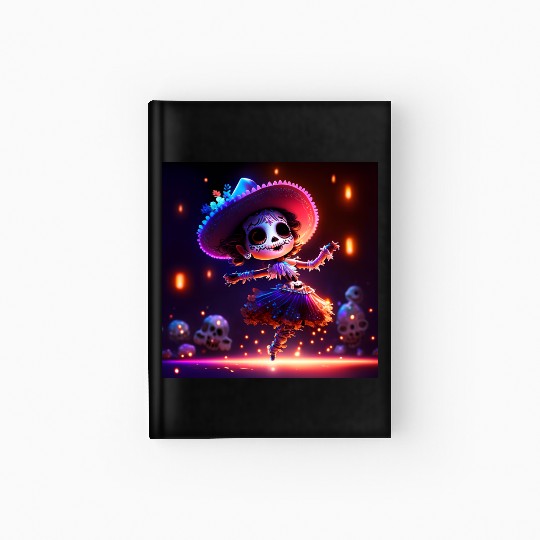 mexican skeleton lady baby dancing Hardcover Journal