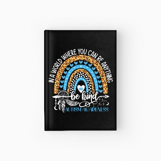 Be Kind Autism Awareness Hardcover Journal Leopard Rainbow