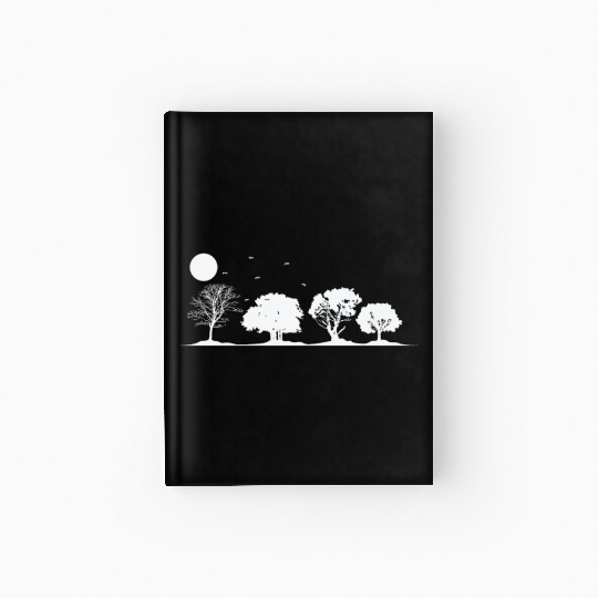 Trees at full Moon Nature Forests Leaves Hardcover Journal