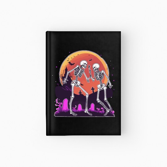 "Skeletal Dance-Off Under Neon Moon" Hardcover Journal