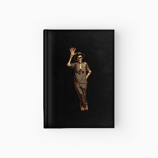 Halloween Skeleton Waving with Hand Hardcover Journal