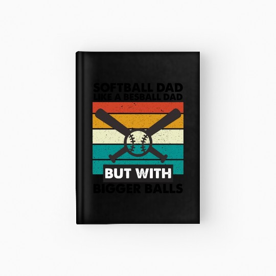 Vintage Softball Dad Like A Baseball Dad Us Flag Hardcover Journal