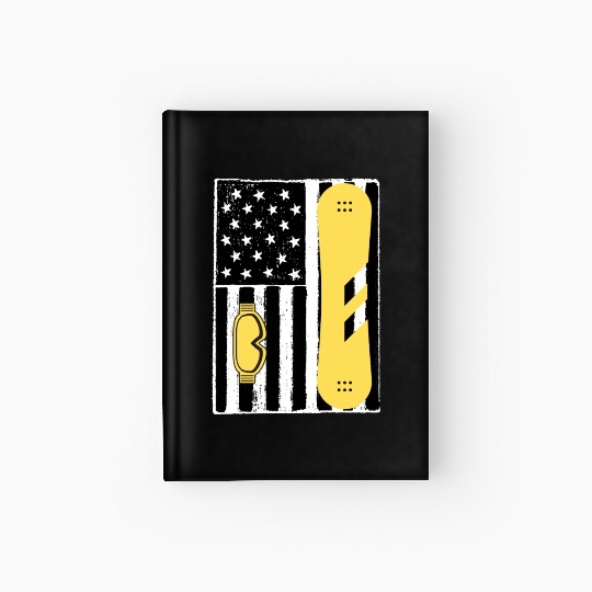 Vintage Snowboarding Us Flag Hardcover Journal