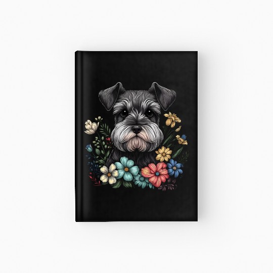 Miniature Schnauzer Flower Garden Cute Puppy Dog Hardcover Journal