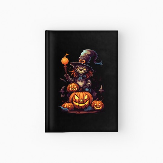 Enchanted Harvest: Witch's Delight amidst Pumpkins Hardcover Journal