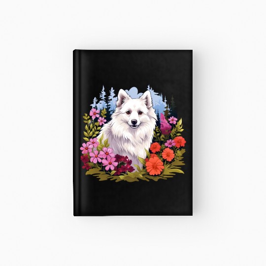 American Eskimo Dog Cute Flower Mountain Puppy Dog Hardcover Journal