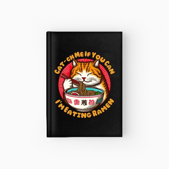 I'm eating Ramen Japanese cat Hardcover Journal