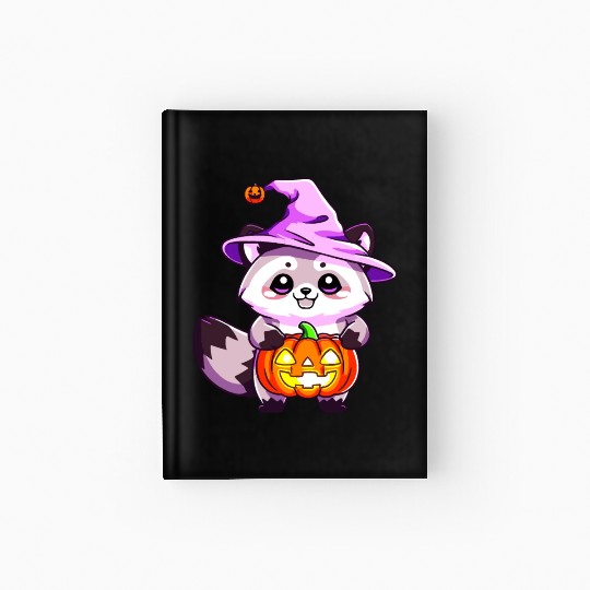 Cute Halloween raccoon Hardcover Journal