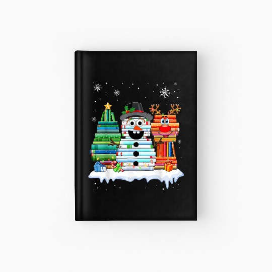 Christmas Tree Snowman Reindeer Book Stack Hardcover Journal