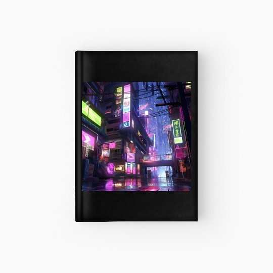Anime-Influenced Digital Art of Tokyo Street Scene Hardcover Journal