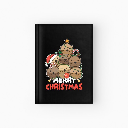 Otter Christmas Tree Merry Christmas Hardcover Journal