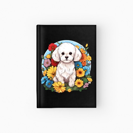 Bichon Frise Floral Flower Cute Colorful Puppy Dog Hardcover Journal