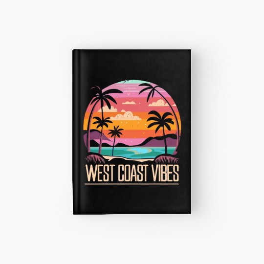Tranquil beach at sunset West Coast Vibes Hardcover Journal
