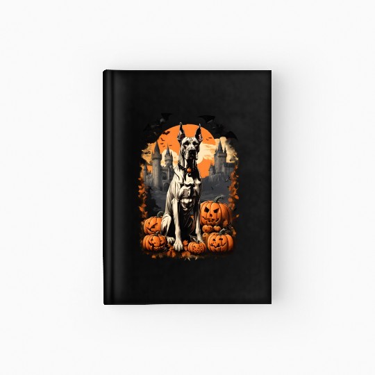 Bewitching Halloween Delight with Pumpkins and Bat Hardcover Journal