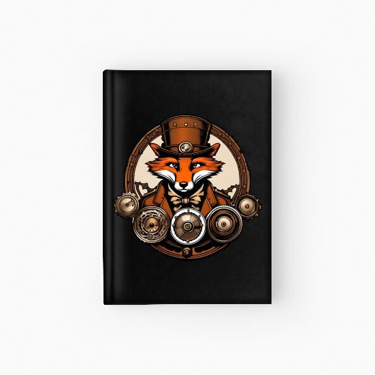 Steampunk Fox / Animal / Bronze / Old School Hardcover Journal