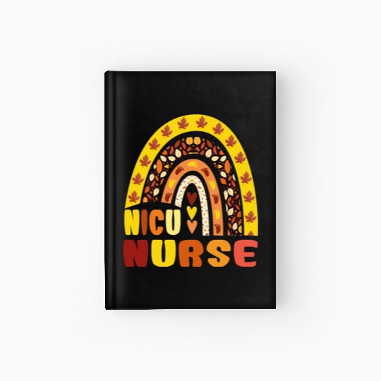 Rainbow Autumn NICU Nurse Maple Leaf Fall Vibes Hardcover Journal