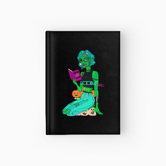 Boobie Doll Zombie Ghoul Girl Reading Brains Hardcover Journal