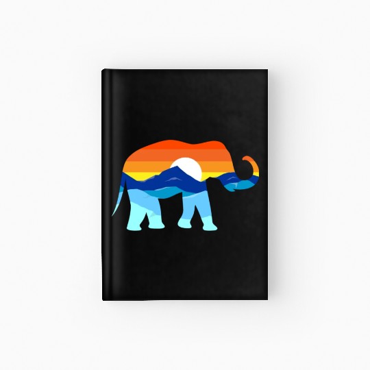 Camping Hiking Retro Mountains Outdoors Elephant Hardcover Journal