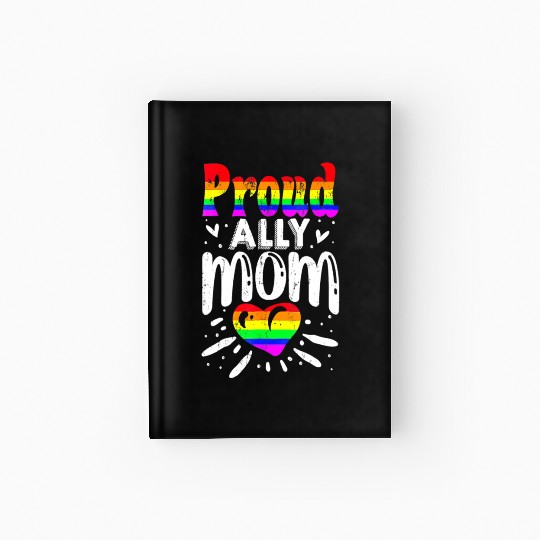Retro Proud Ally Mom Rainbow Heart LGBT Gay Pride Hardcover Journal