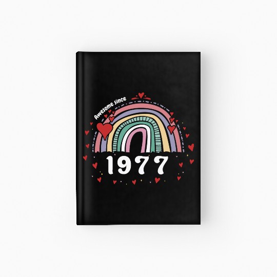 Cute Rainbow Awesome 1977 - 46th Birthday w/ Hardcover Journal