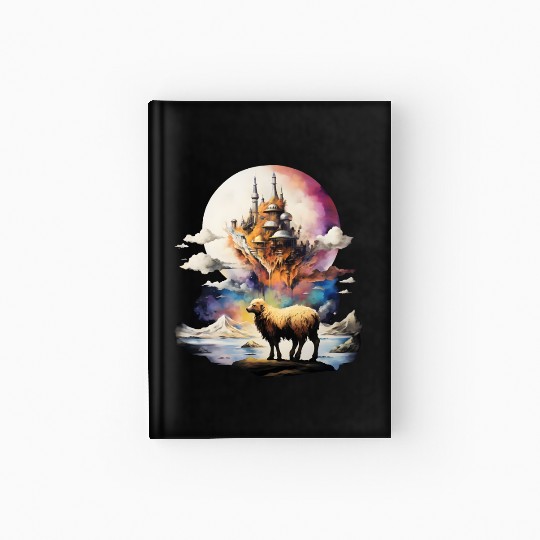 Retro Celestial Moon Sheep Adventure Hardcover Journal