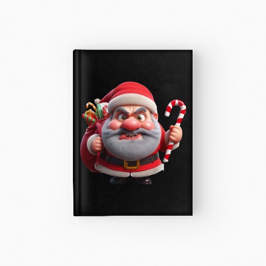 Crazy Santa with Candy Canes Hardcover Journal