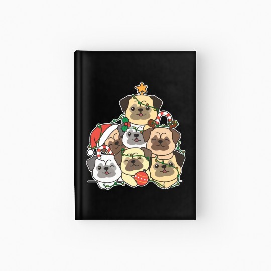 Pug Christmas Tree Funny Animal Christmas Hardcover Journal