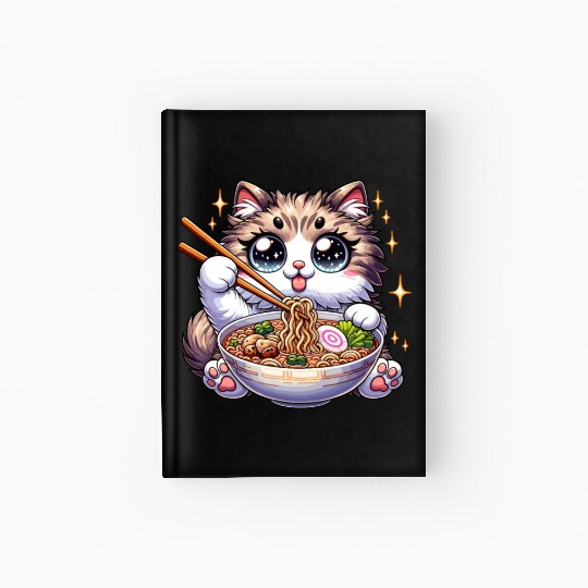 Ramen Cat Neko Noodles Japanese Anime Hardcover Journal