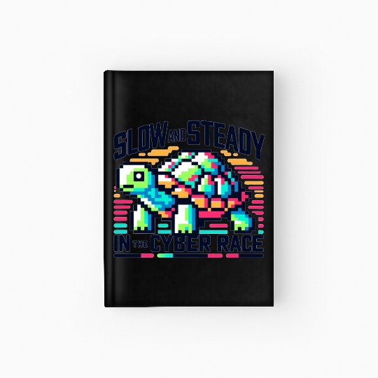 Cyber Turtle - Slow and Steady in 8-bit Color Hardcover Journal