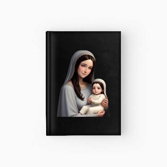 Smiling Mother Mary with Baby Jesus Hardcover Journal