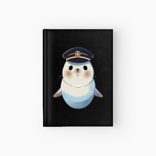 Seal Sailor Cap Boat Captain Cap Boating Seal Hardcover Journal