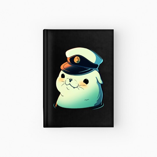 Seal Sailor Cap Boat Captain Cap Boating Seal Hardcover Journal