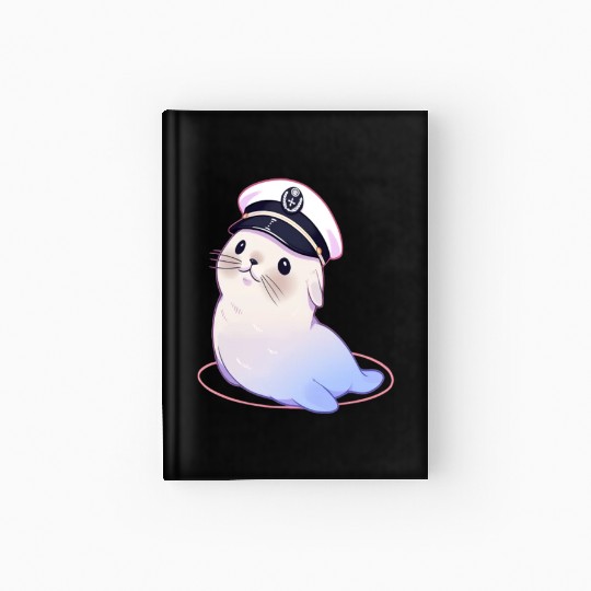 Seal Sailor Cap Boat Captain Cap Boating Seal Hardcover Journal