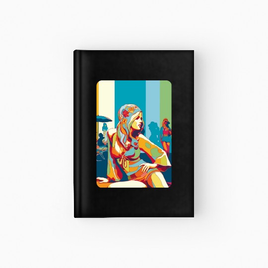 Hippie girl pose on holidays Hardcover Journal