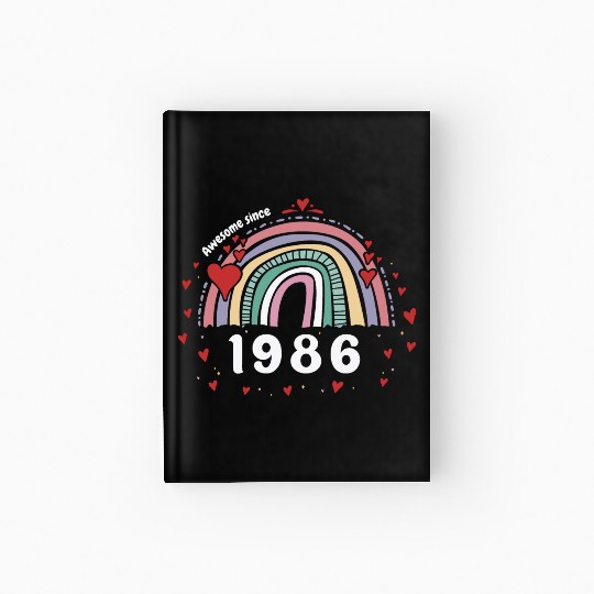Cute Rainbow Awesome 1986 - 37th Birthday w/ Hardcover Journal