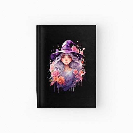 A cute multicolored witch print, fantasy girl. Hardcover Journal