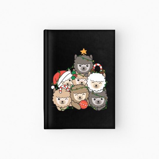 Alpaca Christmas Tree Funny Animal Christmas Hardcover Journal