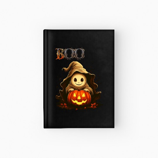Adorable Boo Kid Ghosts With Pumpkin Hardcover Journal