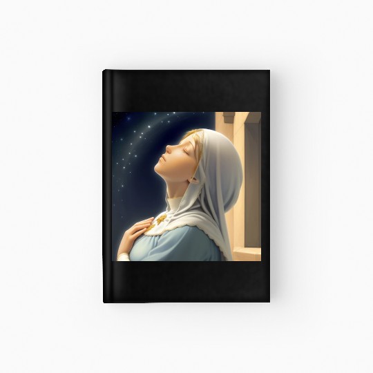 Virgin Mother Mary Praying on a Starry Night Hardcover Journal