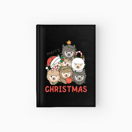 Alpaca Christmas Tree Merry Christmas Hardcover Journal