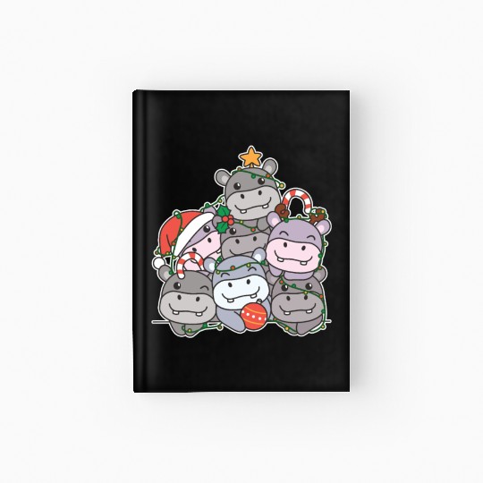 Hippo Christmas Tree Funny Animal Christmas Hardcover Journal