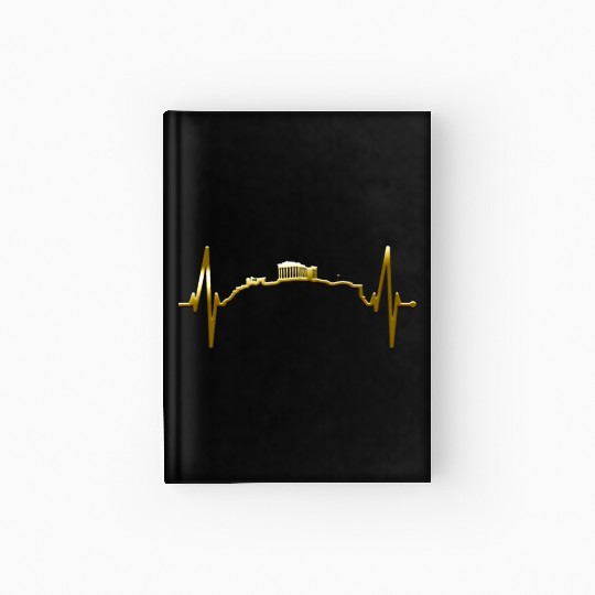 Athens Skyline Heartbeat Heart Flag Ancient Greek Hardcover Journal