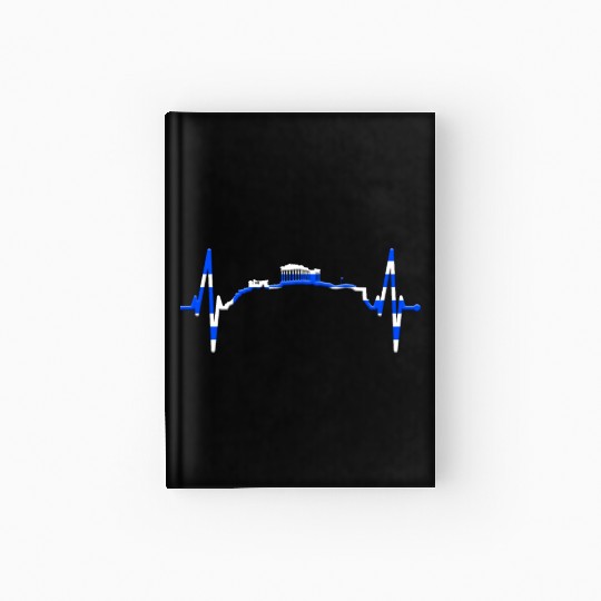 Athens Skyline Heartbeat Heart Flag Ancient Greek Hardcover Journal