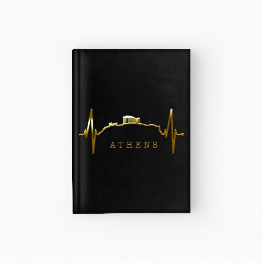 Athens Skyline Heartbeat Heart Flag Ancient Greek Hardcover Journal