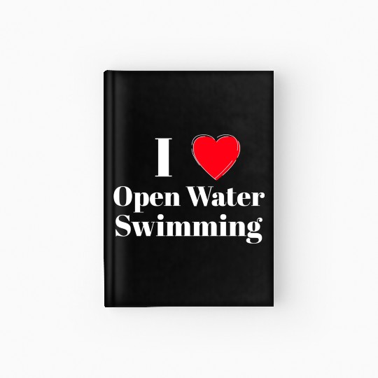 I Love Open Water Swimming Red Heart White Hardcover Journal