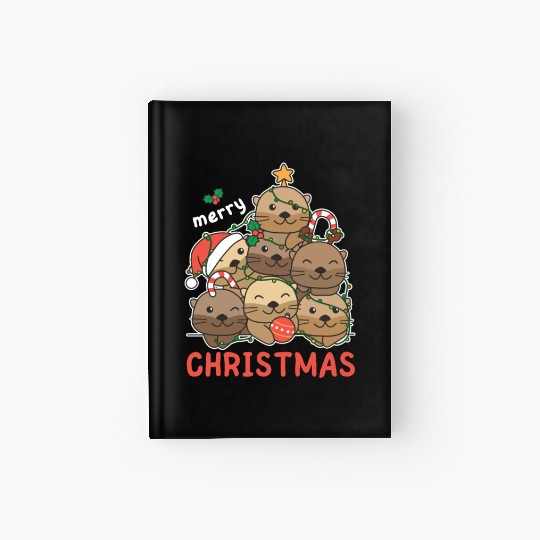Otter Christmas Tree Merry Christmas Hardcover Journal