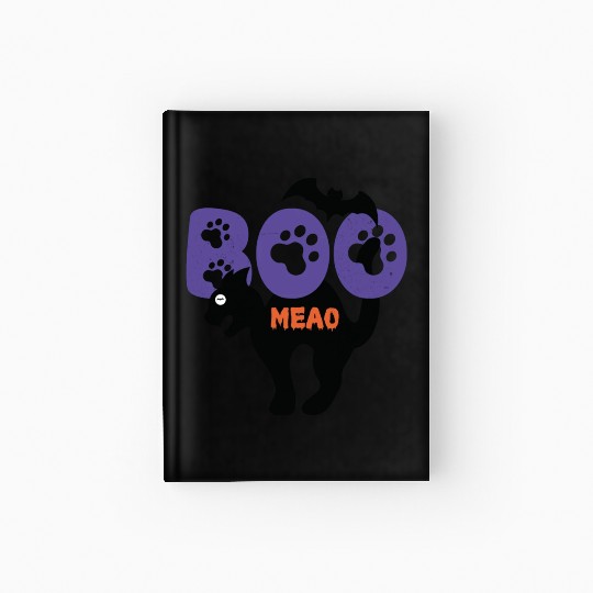 BOO Meao Funny Halloween Saying And Cat lovers Hardcover Journal